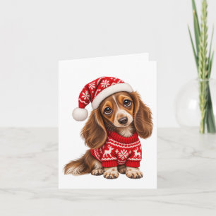 Carte Chiens de Noël Teckel chiots