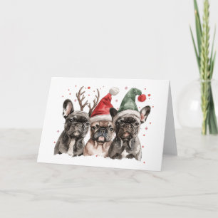 Carte Chiens de rennes de taureau français de Noël