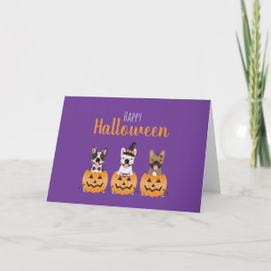 Carte Chiens de taureaux français heureux Halloween