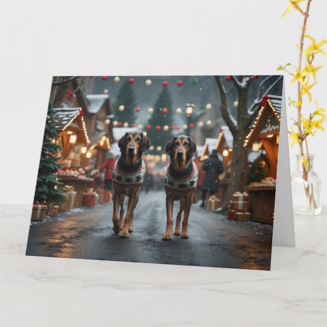 Carte Chiens de Wolfhound Noël Fête de la neige (Fleur jaune)