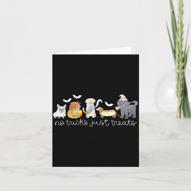 Carte Chiens d'Halloween sans farces juste des friandise (Devant)