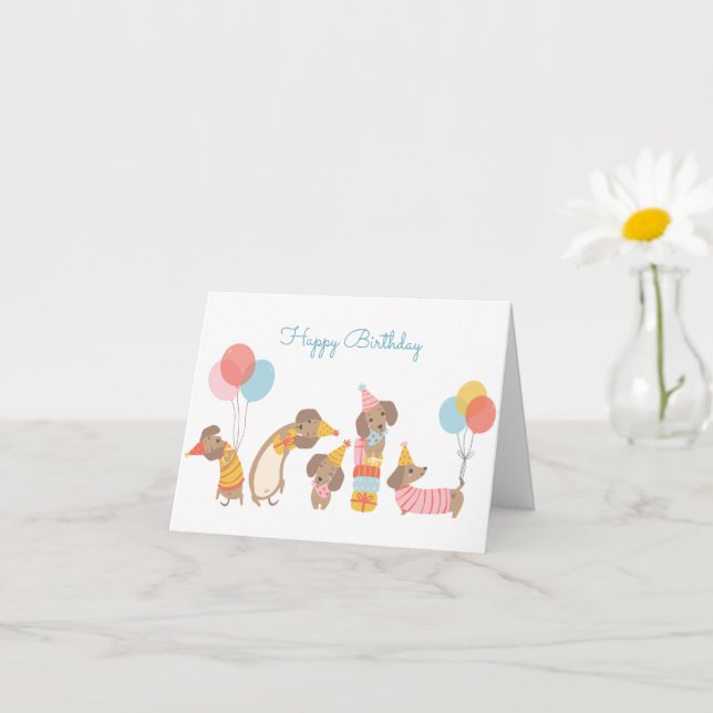 Carte Chiens drôles mignons fêtent (Petite plante)