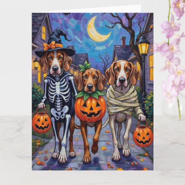 Carte Chiens English Foxhound Trick-or-Treating Hallowee (Orchidée)