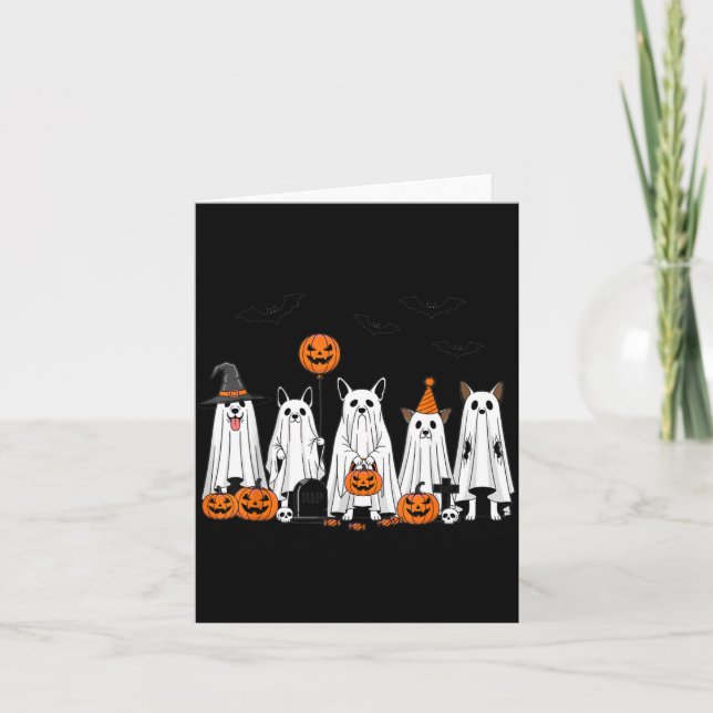 Carte Chiens fantômes d'Halloween Dessin animé de citrou (Devant)