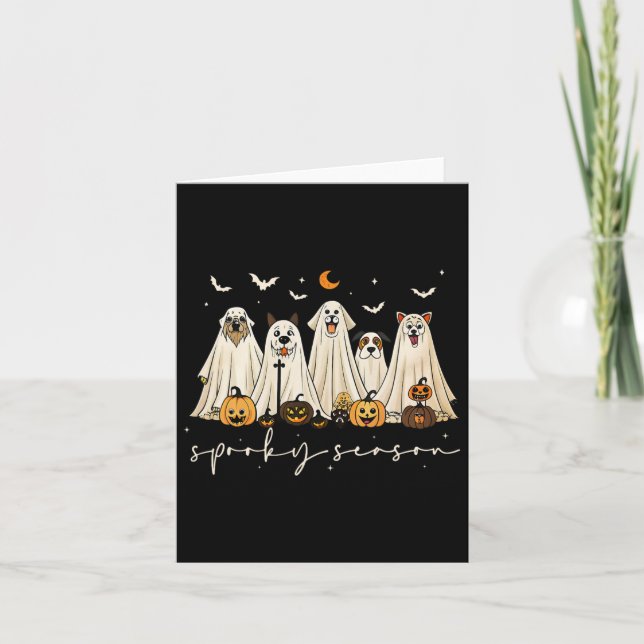 Carte Chiens Fantômes Joyeux Halloween Saison Éffrayante (Devant)