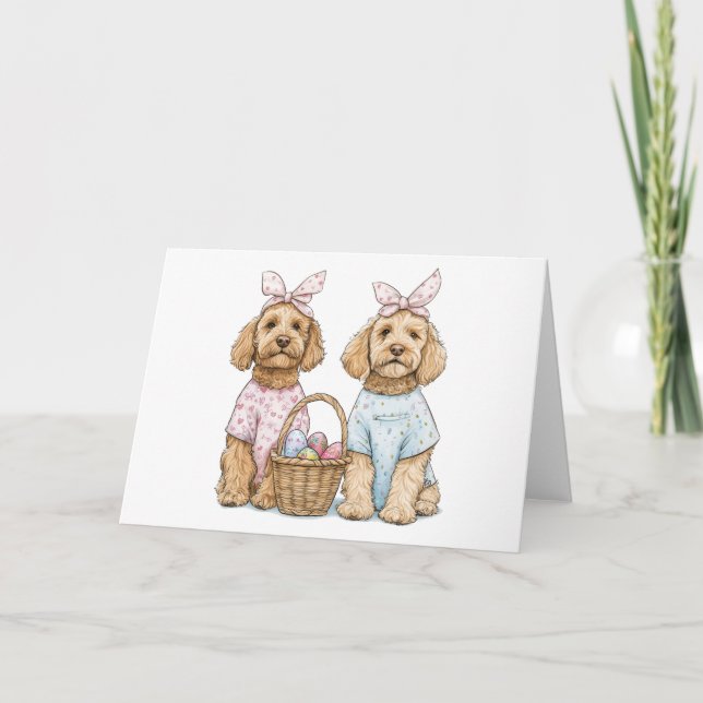 Carte Chiens Goldendoodle de Pâques (Devant)
