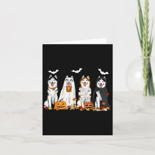 Carte Chiens Husky Cute Ghost Mummy Witch Halloween Éffr