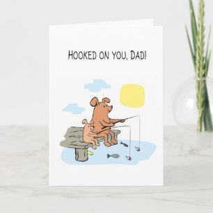 Carte Chiens insouciants pêchant pour la fête des pères