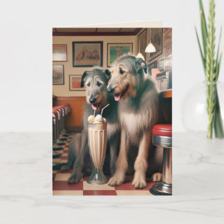 Carte Chiens Irlandais Wolfhound En Diner Rétro