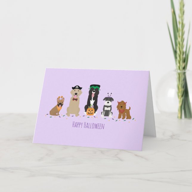 Carte Chiens joyeux Halloween Violet (Devant)
