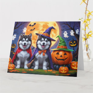 Carte Chiens malamuts de l'Alaska Citrouille Halloween d