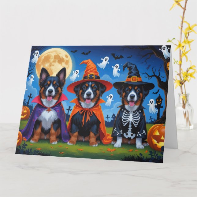 Carte Chiens Malinois belges Citrouille Halloween Funny (Fleur jaune)