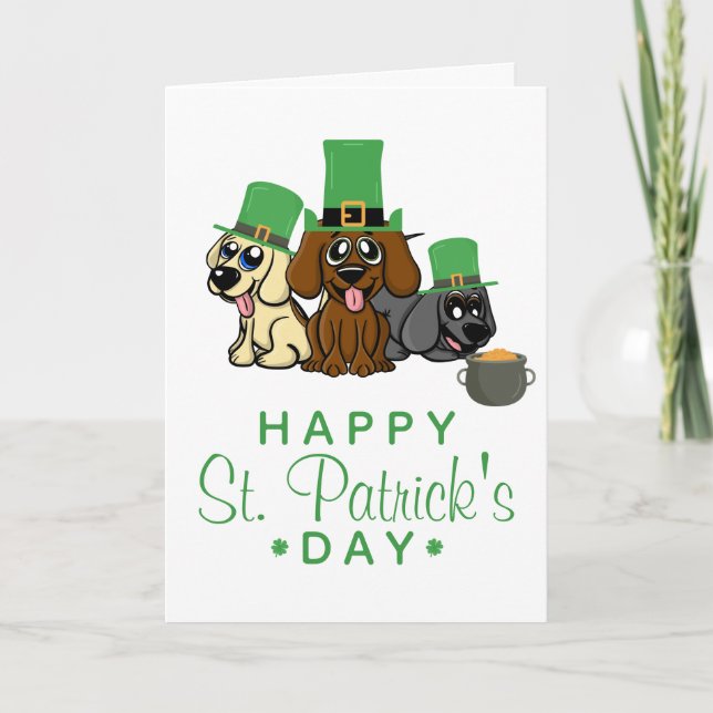 Carte Chiens mignons de la Saint-Patrick avec chapeaux d (Devant)