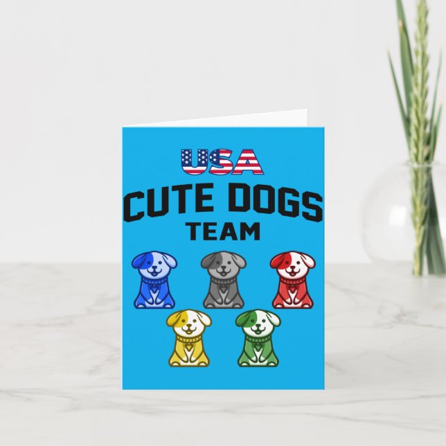 Carte Chiens Mignons Drôles Équipe De Chiots Usa (Devant)