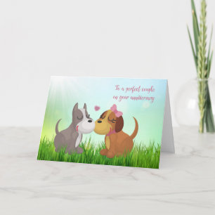 Carte Chiens mignons et affectueux, anniversaire de mari