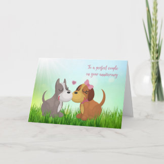 Carte Chiens mignons et affectueux, anniversaire de mari