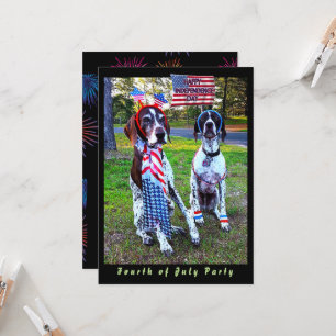 Carte Chiens patriotiques et feux d'artifice fête de l'i