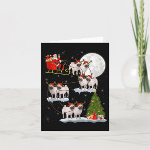 Carte Chiens Pug Santa Sleigh Volant Drôle Magique Noël