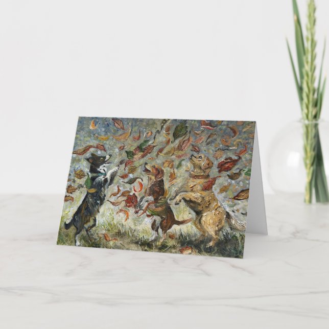 Carte Chiens Retriever Golden Tailwag Automne Fantaisist (Devant)