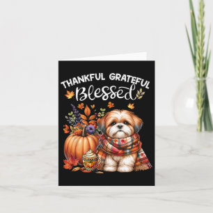 Carte Chiens Shih Tzu Reconnaissant Grâcié Bénis Automne