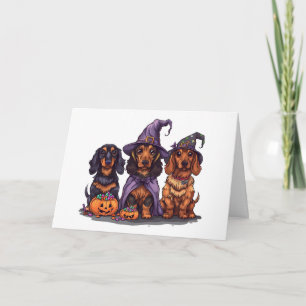 Carte Chiens sorciers Halloween Dachshund