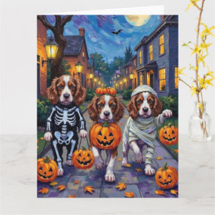 Carte Chiens Springer Spaniel en costumes d'Halloween
