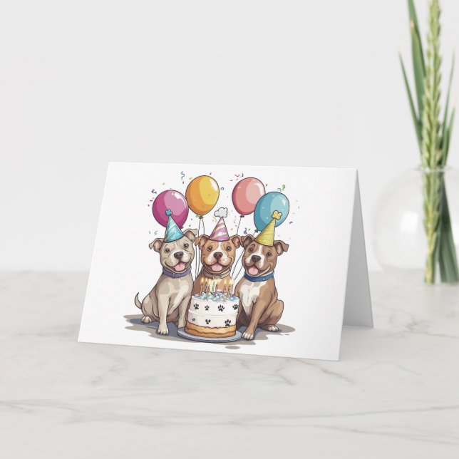 Carte Chiens taureaux de Pit d'anniversaire (Devant)