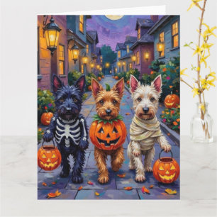 Carte Chiens Terrier Écossais en Costumes d'Halloween