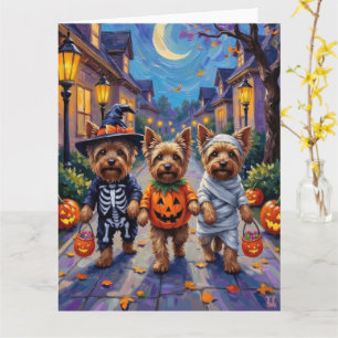 Carte Chiens Yorkshire Terrier en costumes d'Halloween