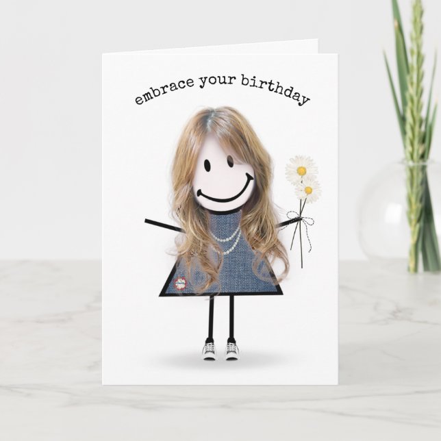 Carte Chiffre d'anniversaire fille avec marguerites (Devant)