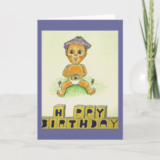Carte Chiffre orange mignon de joyeux anniversaire