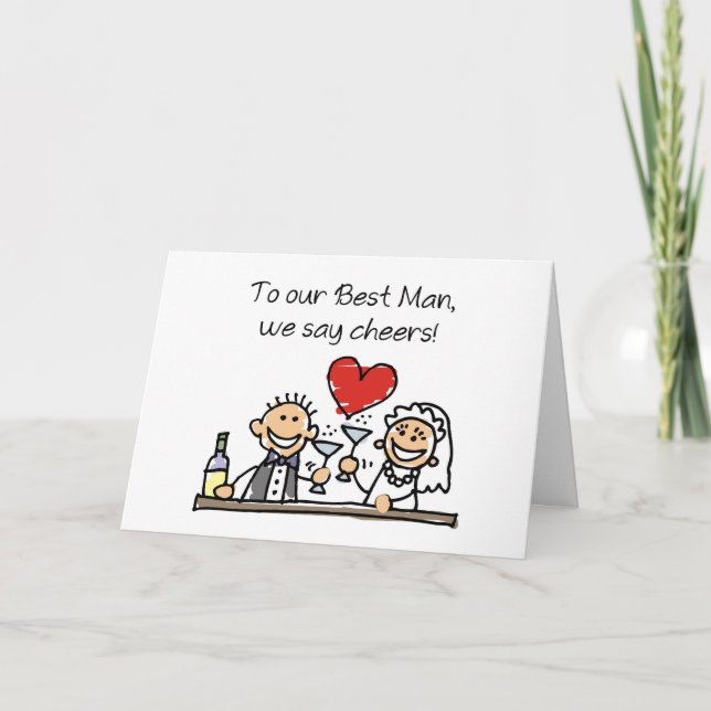 Carte Chiffres du meilleur bâton Mariage Merci homme (Devant)