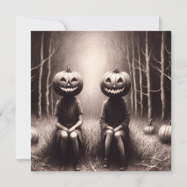 Carte Chiffres Halloween Jack O'Lantern Éffrayant (Devant)