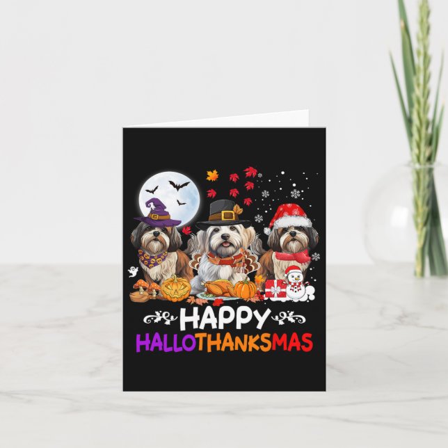Carte Chih Tzu Chien Noël Joyeux Hallothankmas Thanksg (Devant)