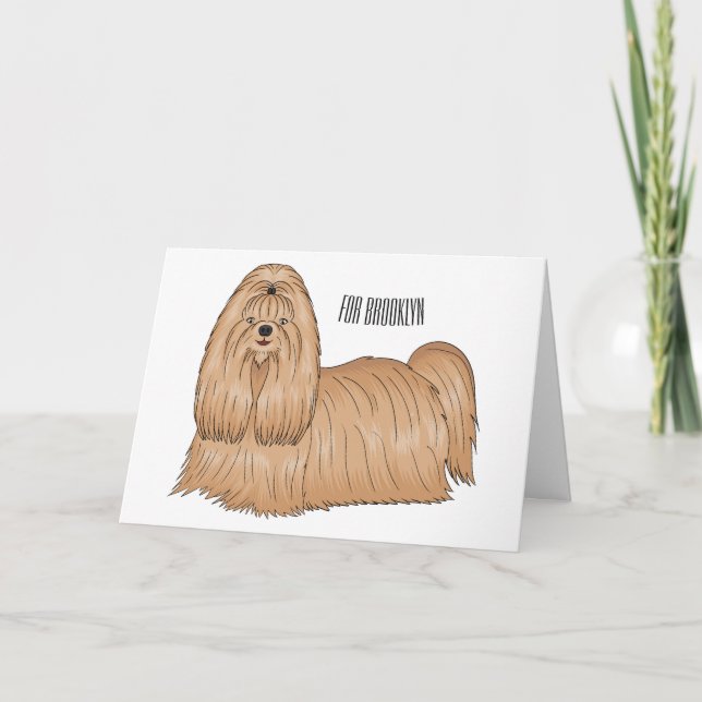 Carte Chih tzu long cheveux dessin de chien (Devant)