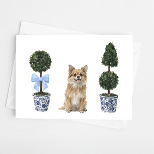 Carte Chihuahua Aquarelle Chinoiserie Chien coquelicot