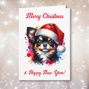 Carte Chihuahua Chien à Santa Hat Noël