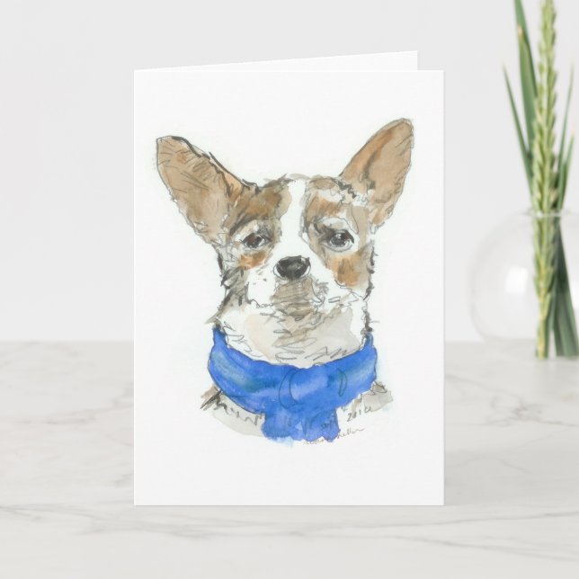 Carte Chihuahua Chien Aquarelle GREETINGCARD, blanc (Devant)