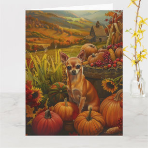 Carte Chihuahua Chien moisson d'automne Thanksgiving