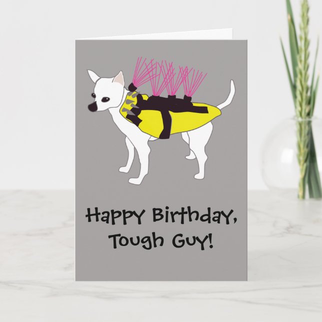 Carte Chihuahua Chig dans une veste de coyote Anniversai (Devant)