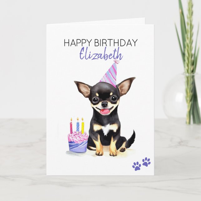 Carte Chihuahua Chig Personnalisé Joyeux anniversaire (Devant)