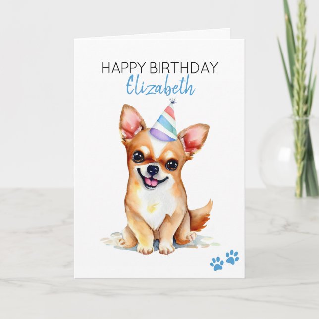 Carte Chihuahua Chig Personnalisé Joyeux anniversaire (Devant)