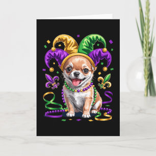 Carte Chihuahua chiot mignon Mardi Gras Amateurs de chie