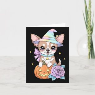 Carte Chihuahua chiot sorcière citrouille Halloween Kawa
