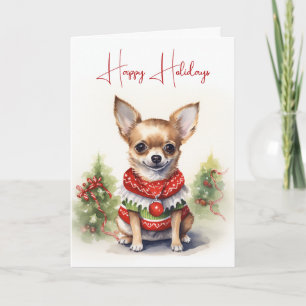 Carte Chihuahua de Noël avec Sweat de vacances