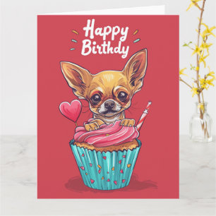 Carte Chihuahua Dessin Animé Cupcake Pattes