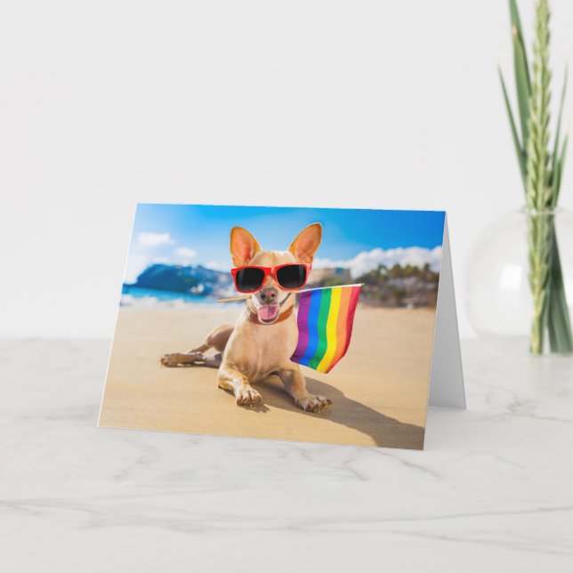 Carte Chihuahua Dog à la plage (Devant)