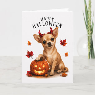 Carte Chihuahua Halloween Diable Chien