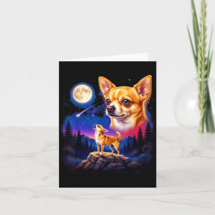 Carte Chihuahua hurlant à la lune art de chien vintage