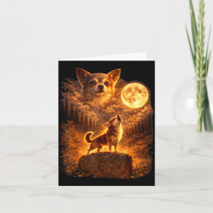 Carte Chihuahua hurlant à la lune drôle vintage
